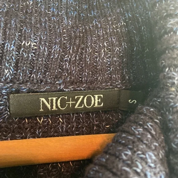 NIC+ZOE Blue Marled Turtleneck Sweater S - Picture 3 of 7